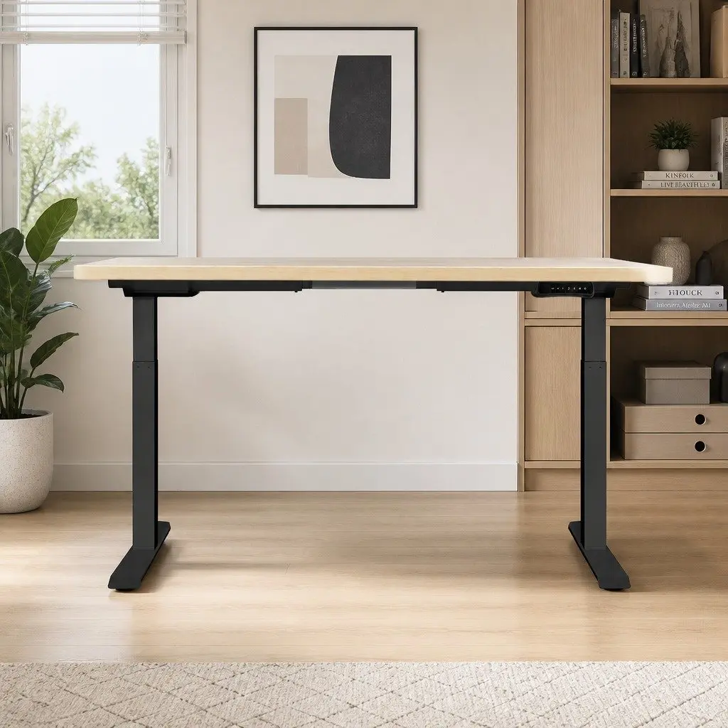 Dual Motor Height Adjustable Desk Frame with Oak Top 140cm