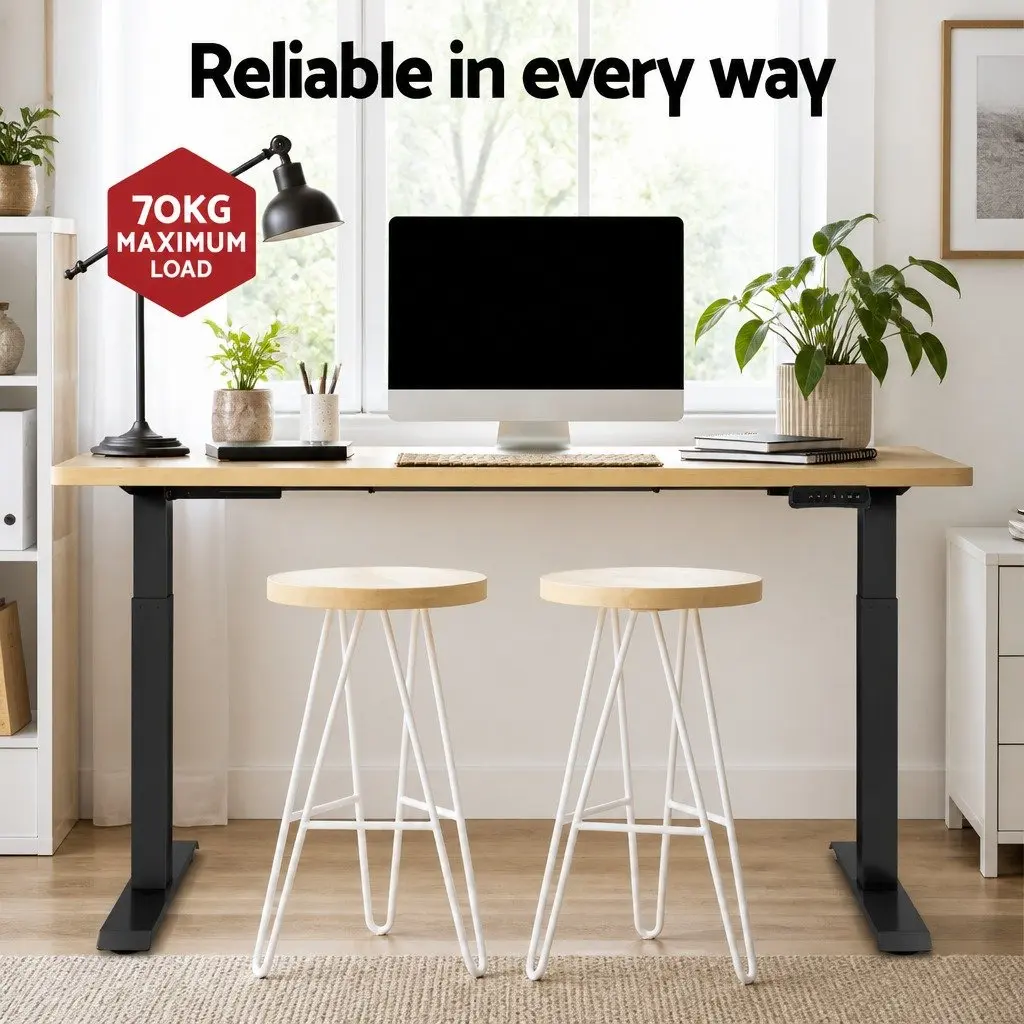 Dual Motor Height Adjustable Desk Frame with Oak Top 140cm