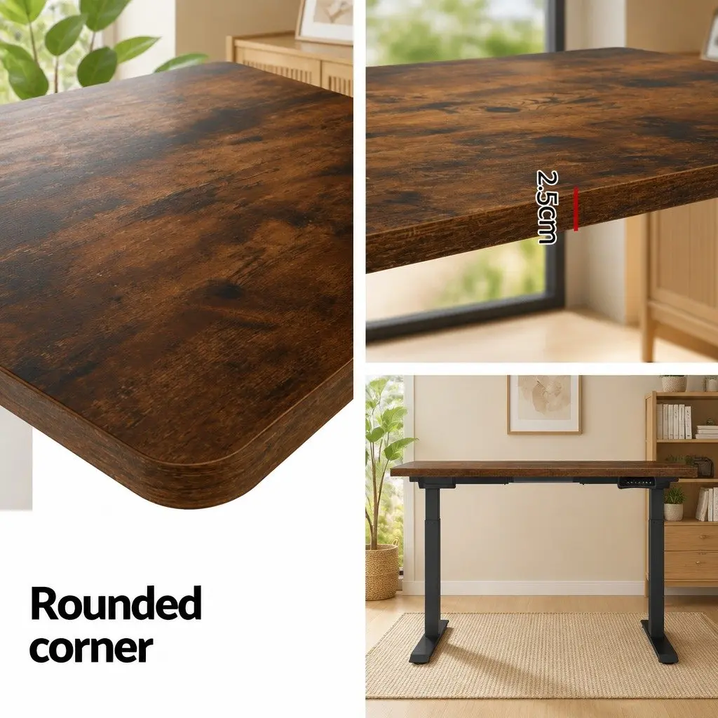 Dual Motor Height Adjustable Desk Frame 140cm Rustic Brown