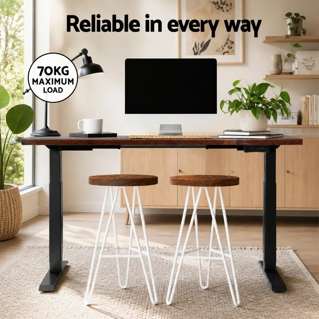 Dual Motor Height Adjustable Desk Frame 140cm Rustic Brown