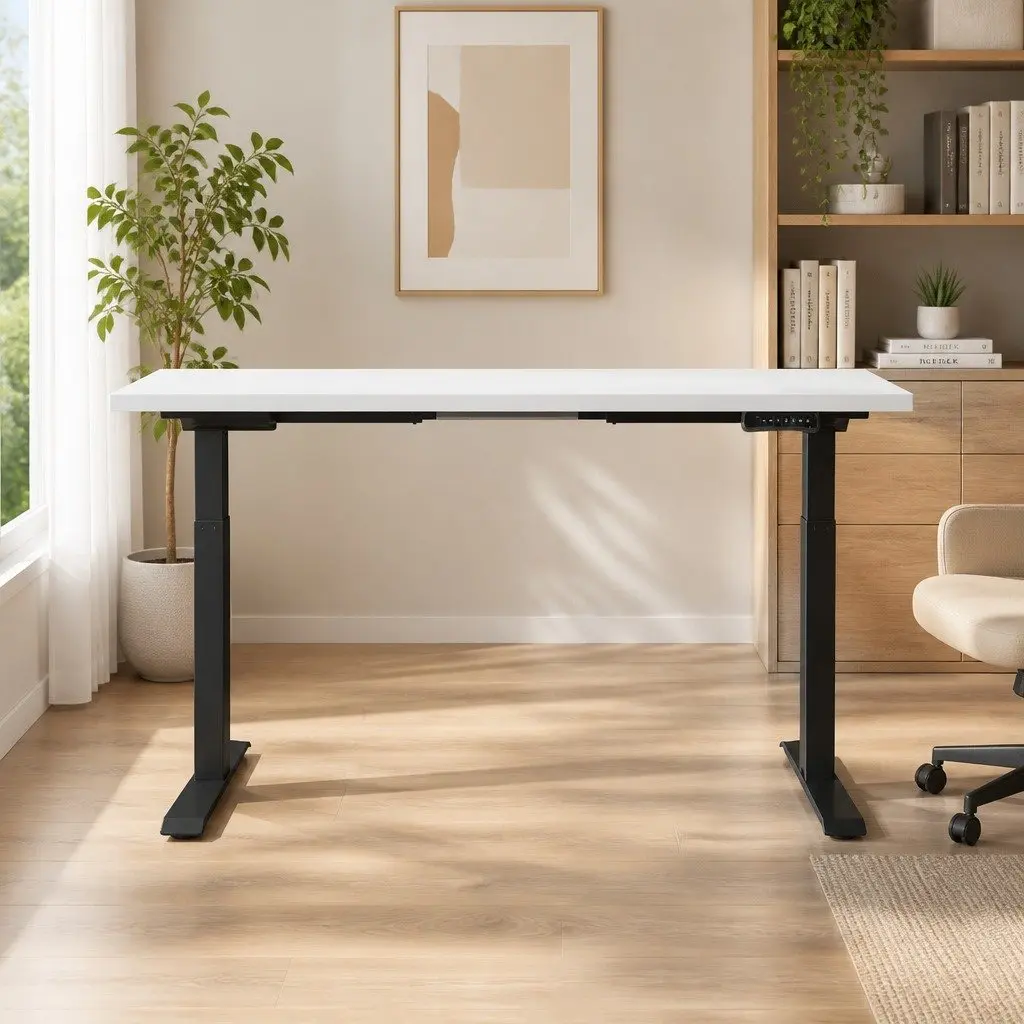 Dual Motor Adjustable Standing Desk Frame White 140cm
