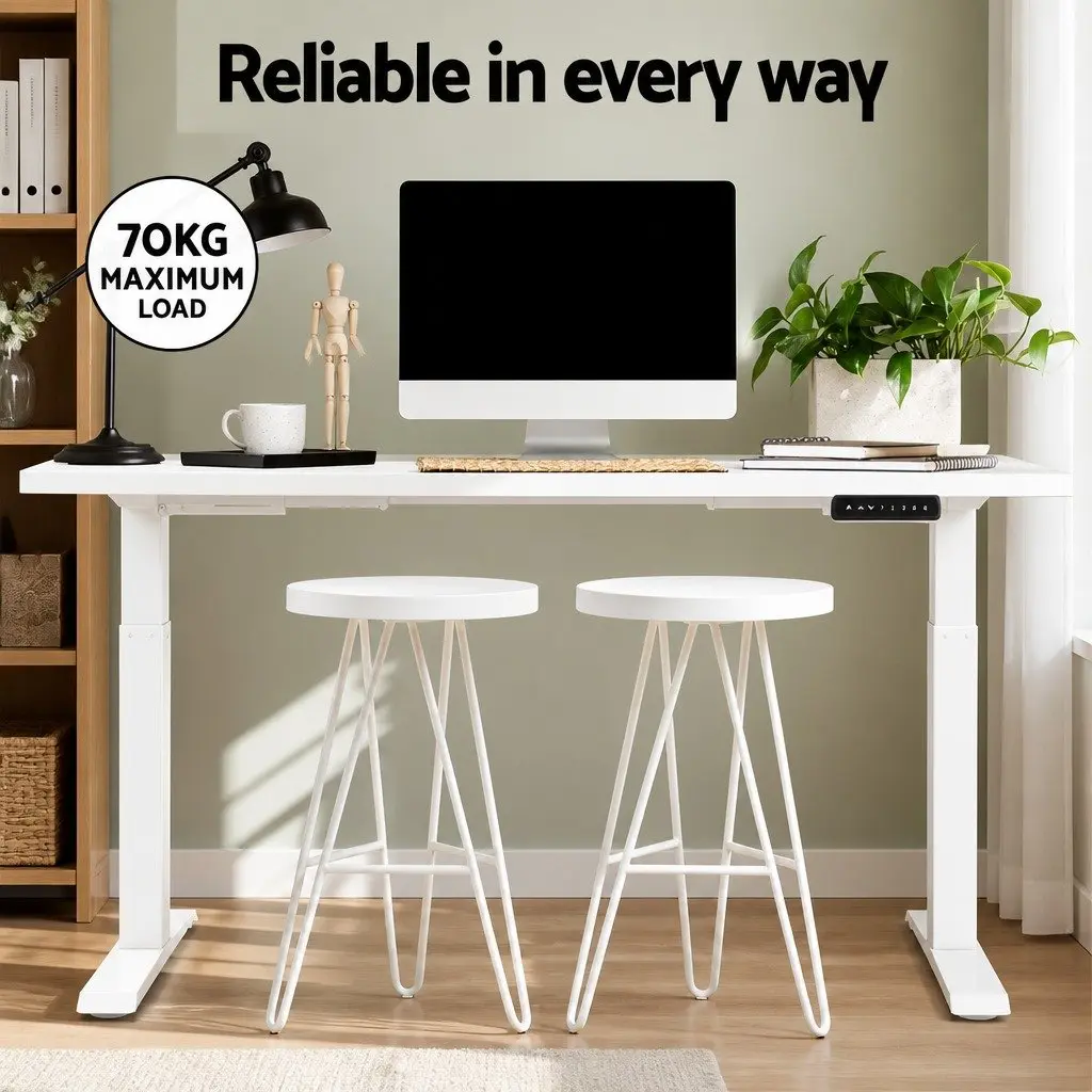 Dual Motor Adjustable Standing Desk Frame White 140cm