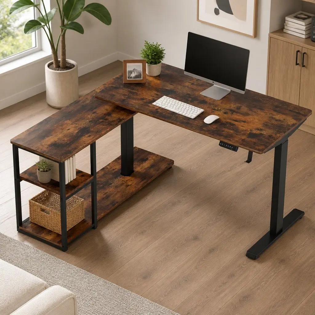 L-Shaped Electric Standing Desk with Height Adjustment