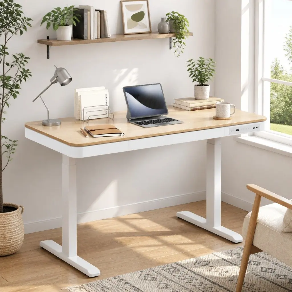 Dual Motor Electric Height Adjustable Desk 120cm Walnut