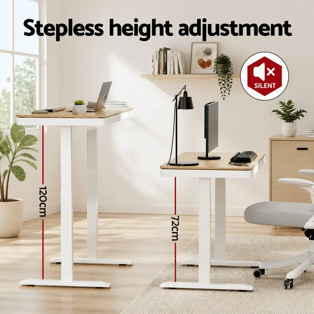 Height Adjustable Electric Desk Walnut Particle Board 120cm Dual Motor with Storage Drawer and USB Charging Ports