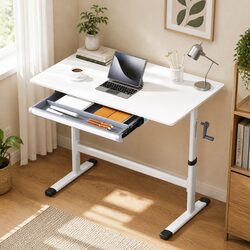 Premium Adjustable Standing Desk 100CM White Workstation