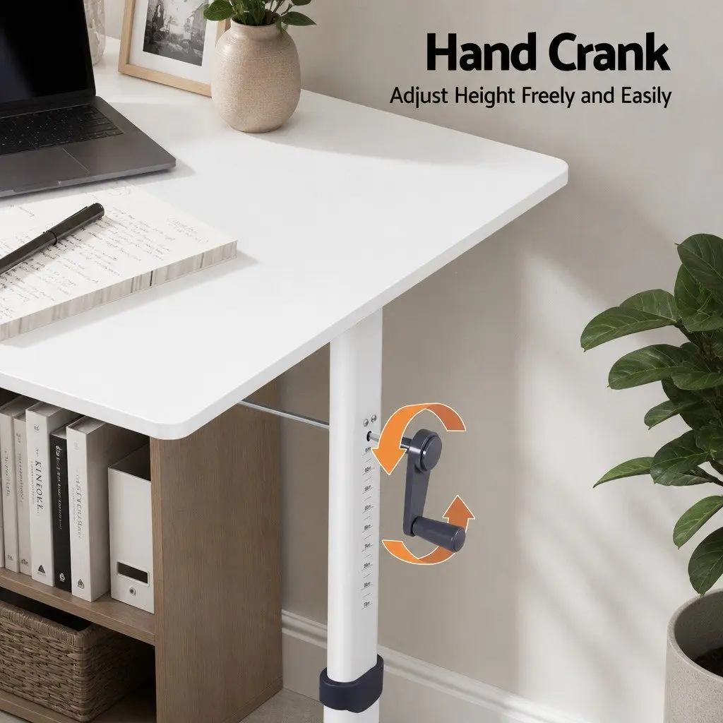 Standing Desk MDF 100CM White Height Adjustable Workstation