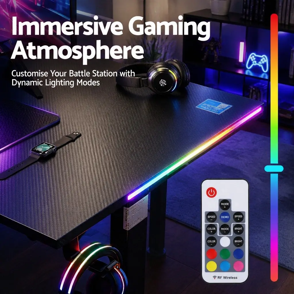 Height Adjustable Electric Gaming Desk 140cm Black