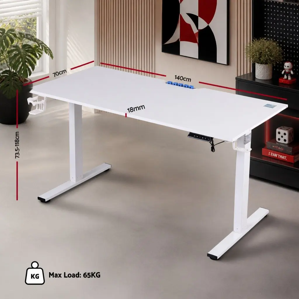 Electric Standing Desk MDF 140cm White