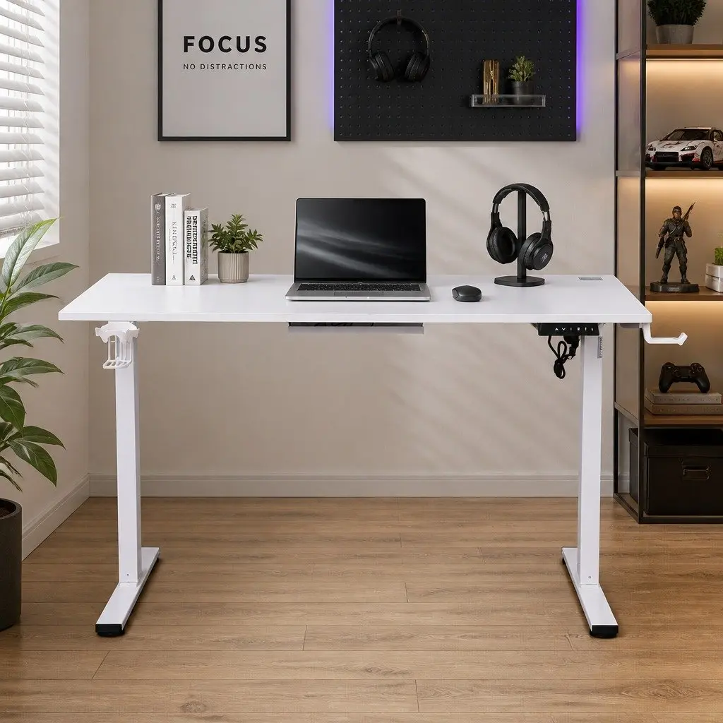 Electric Standing Desk MDF 140cm White