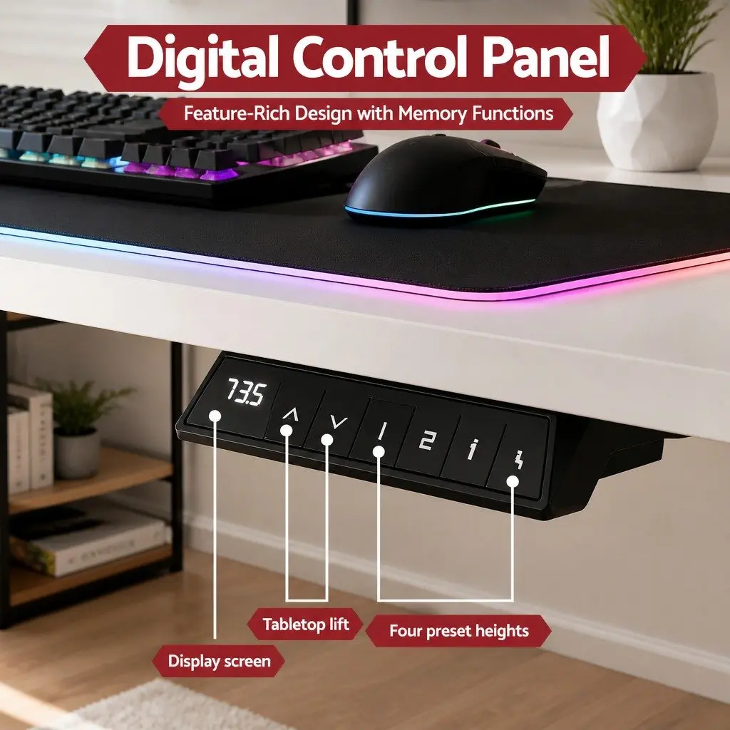 Electric Standing Desk MDF 140cm White