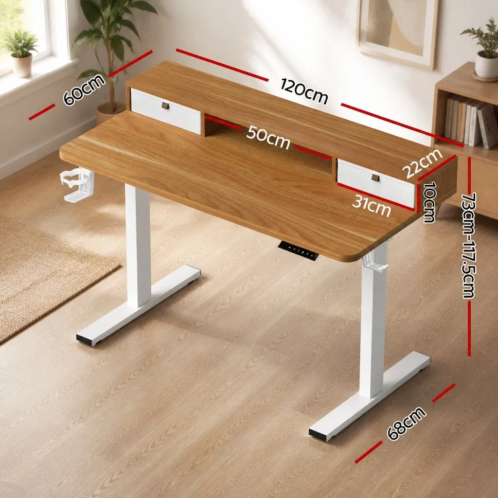 Electric Standing Desk Height Adjustable Sit Stand Motorised Office Desk White