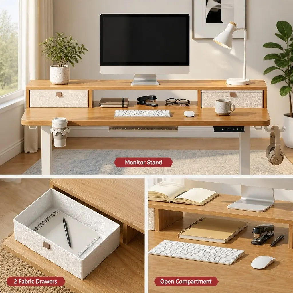 Electric Standing Desk Height Adjustable Sit Stand Motorised Office Desk White