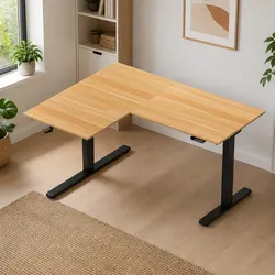 L-Shape Electric Standing Desk with Dual Motor Adjustment