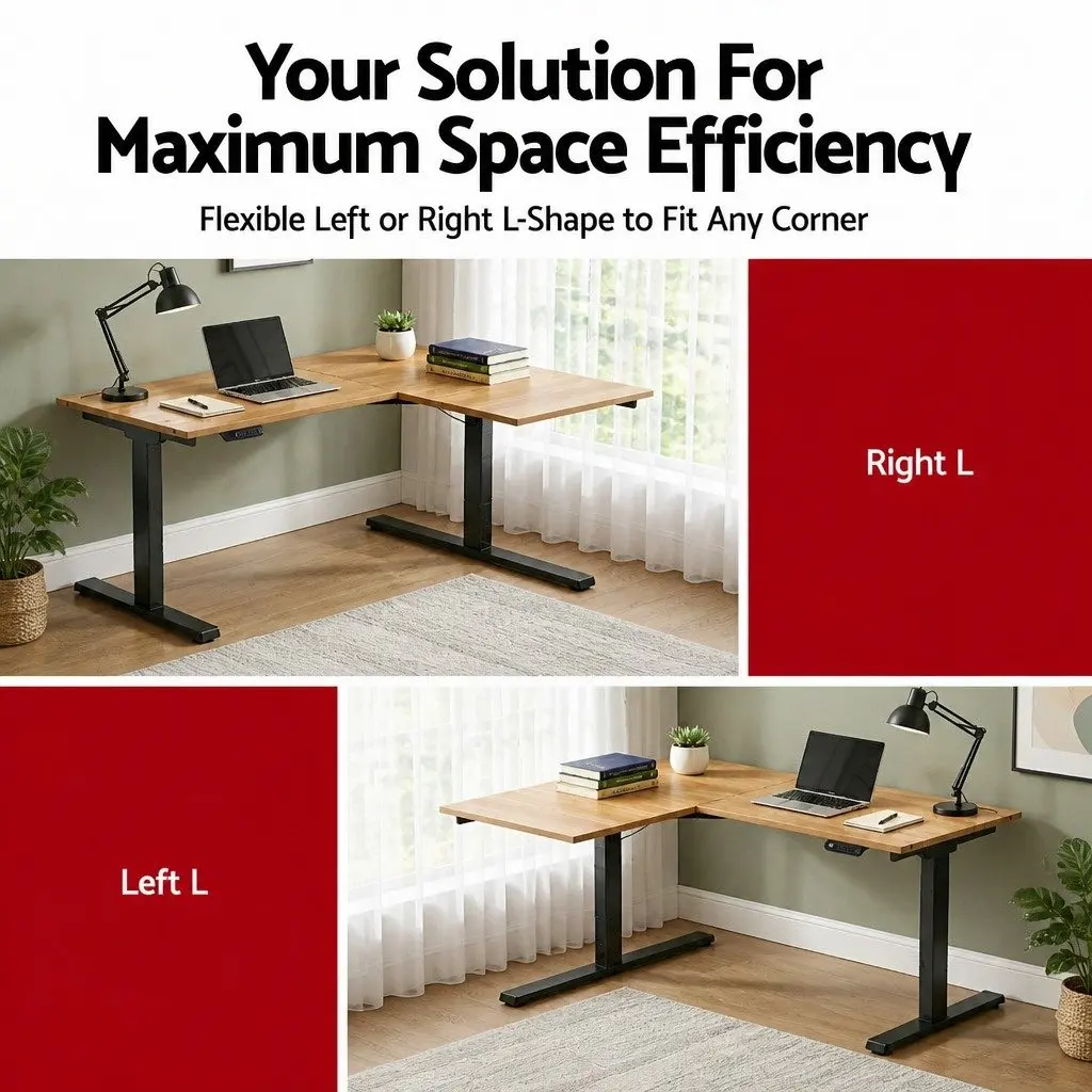 L-Shape Electric Standing Desk with Dual Motor Adjustment
