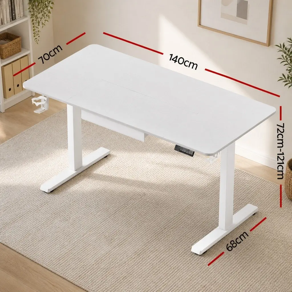 Electric Standing Desk Melamine Faced Chipboard 140cm White