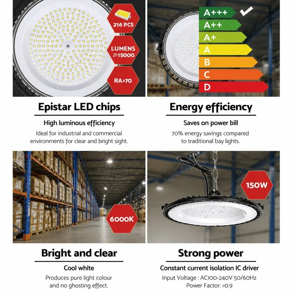 High Bay Light Aluminium 150W Black