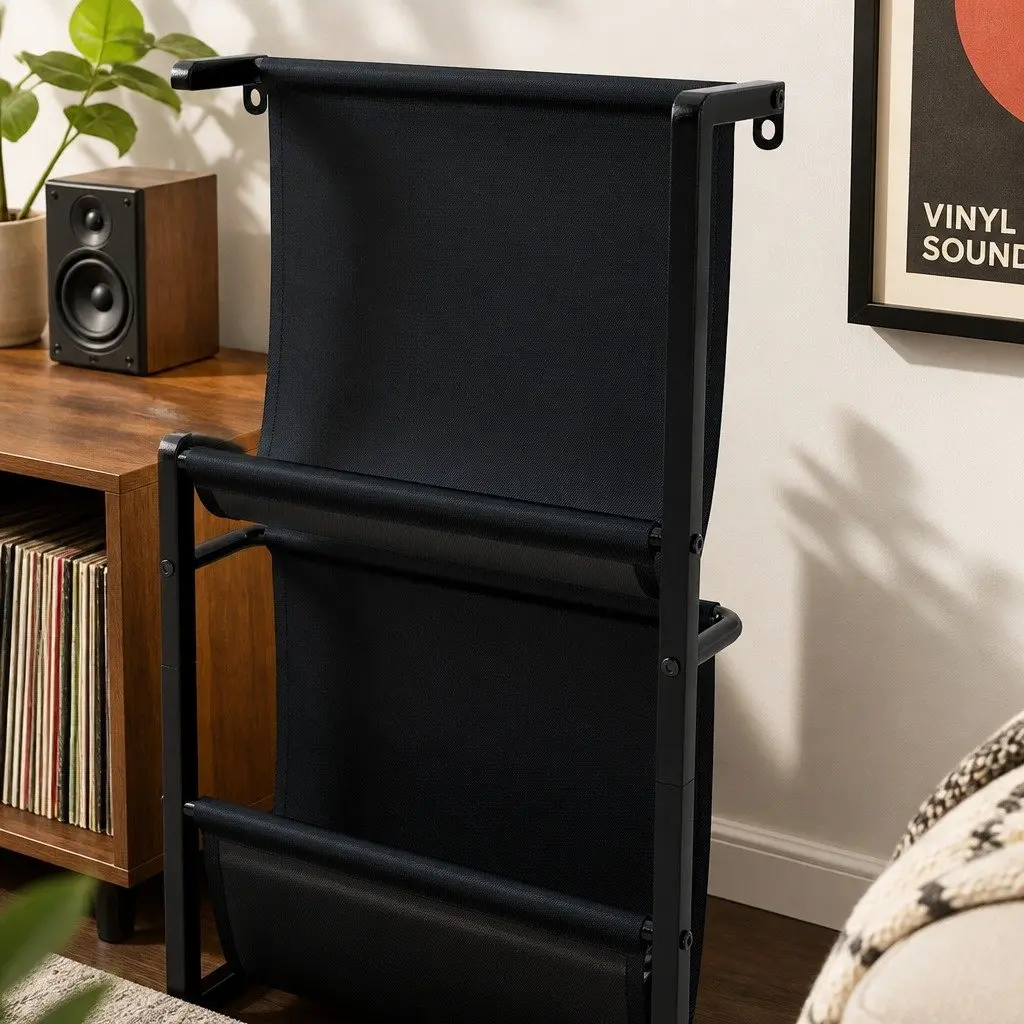 Record Player Stand Particleboard Steel 50cm x 39cm x 144cm Brown and Black