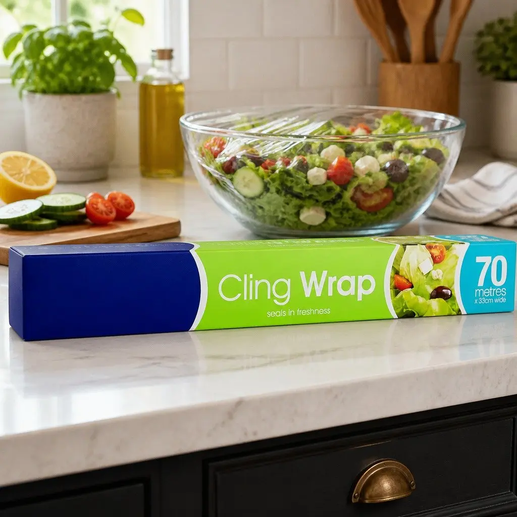 Cling Wrap Food Storage Plastic Film Roll 70m Transparent