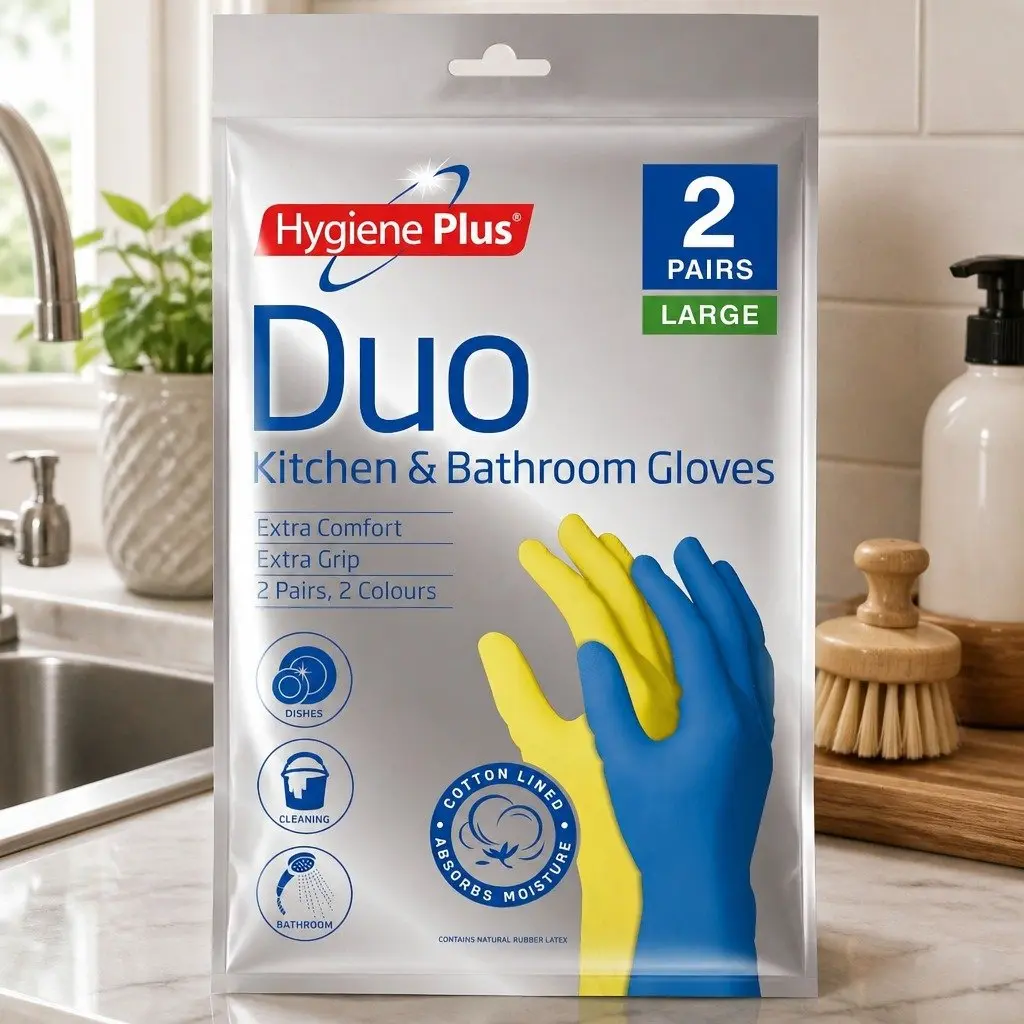 Large 2pk Kitchen and Bathroom Gloves for Cleaning