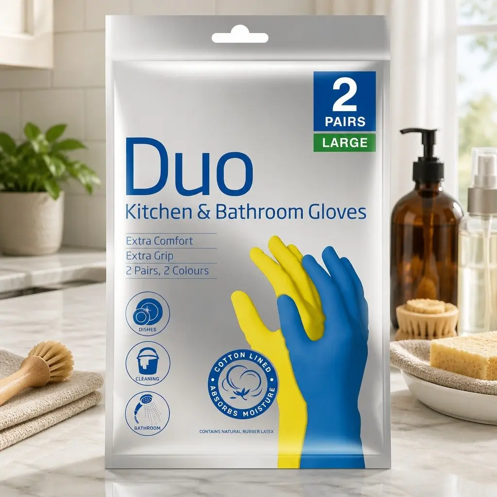 Large Waterproof Kitchen and Bathroom Cleaning Gloves