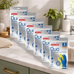 Durable Kitchen and Bathroom Gloves Medium 2pk x6 for Cleaning