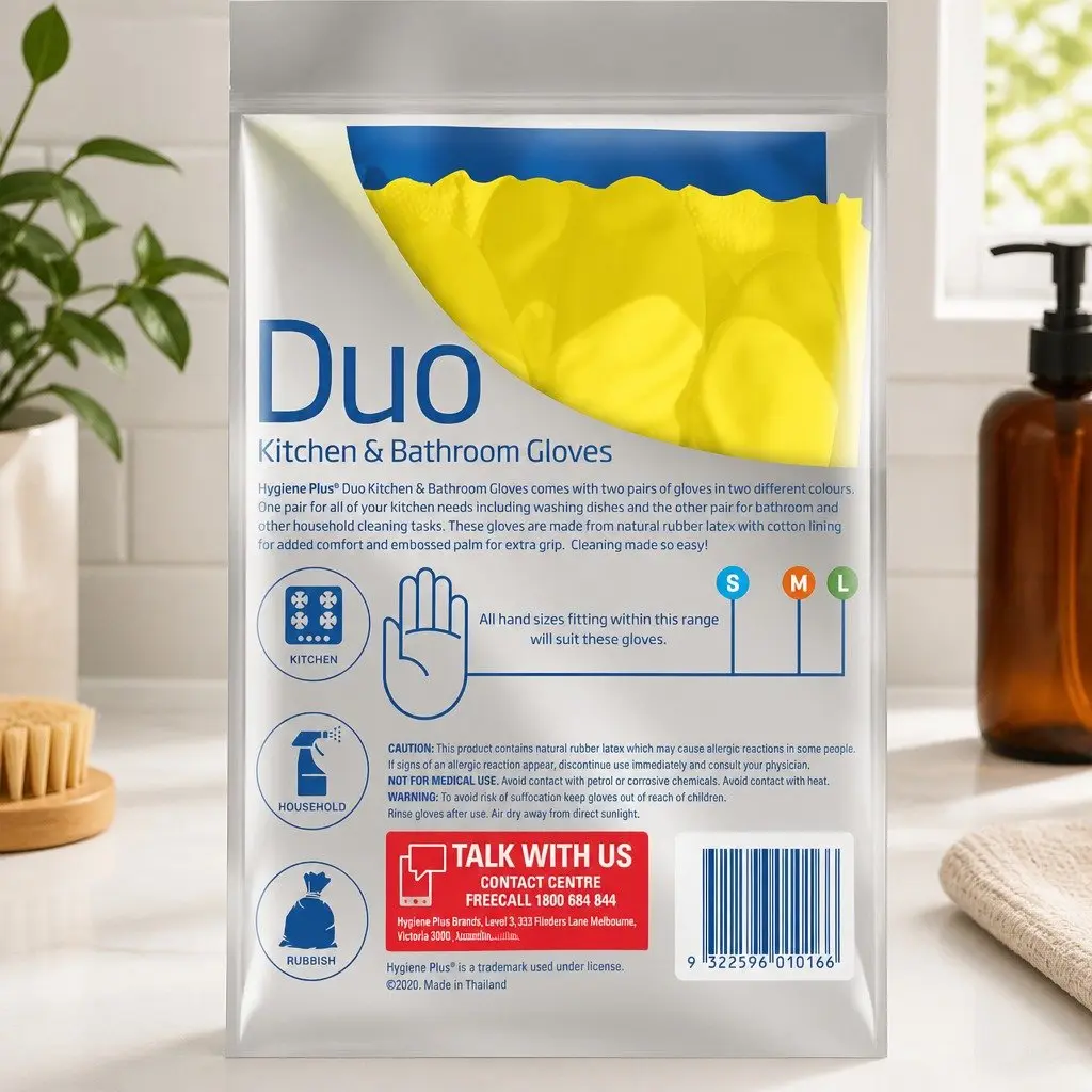 Kitchen and Bathroom Gloves Medium 2pk x6 for Cleaning