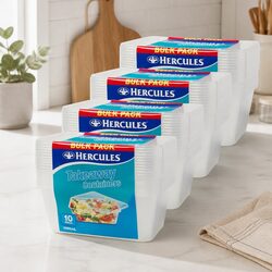 Takeaway Food Containers 1000ml 10 Pack x4 Meal Prep Storage Stackable Lids