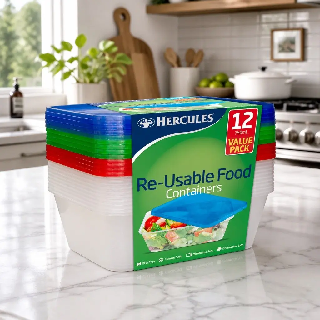 Takeaway Food Containers 12 Pack 750ml with Secure Lids