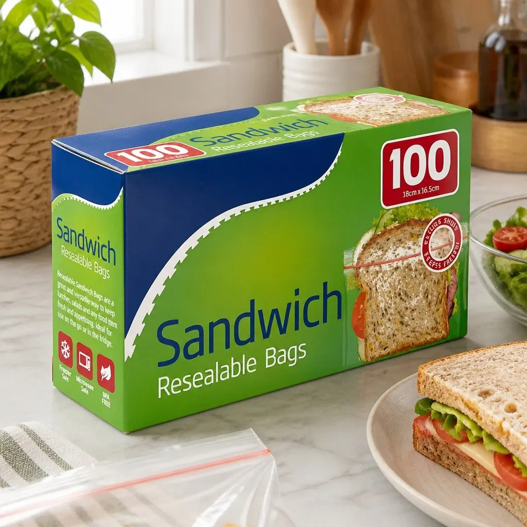 Resealable Sandwich Bags 100 Pack x6