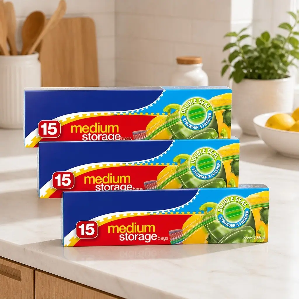 Medium Storage Bags 15 Pack x3 for Food and Pantry