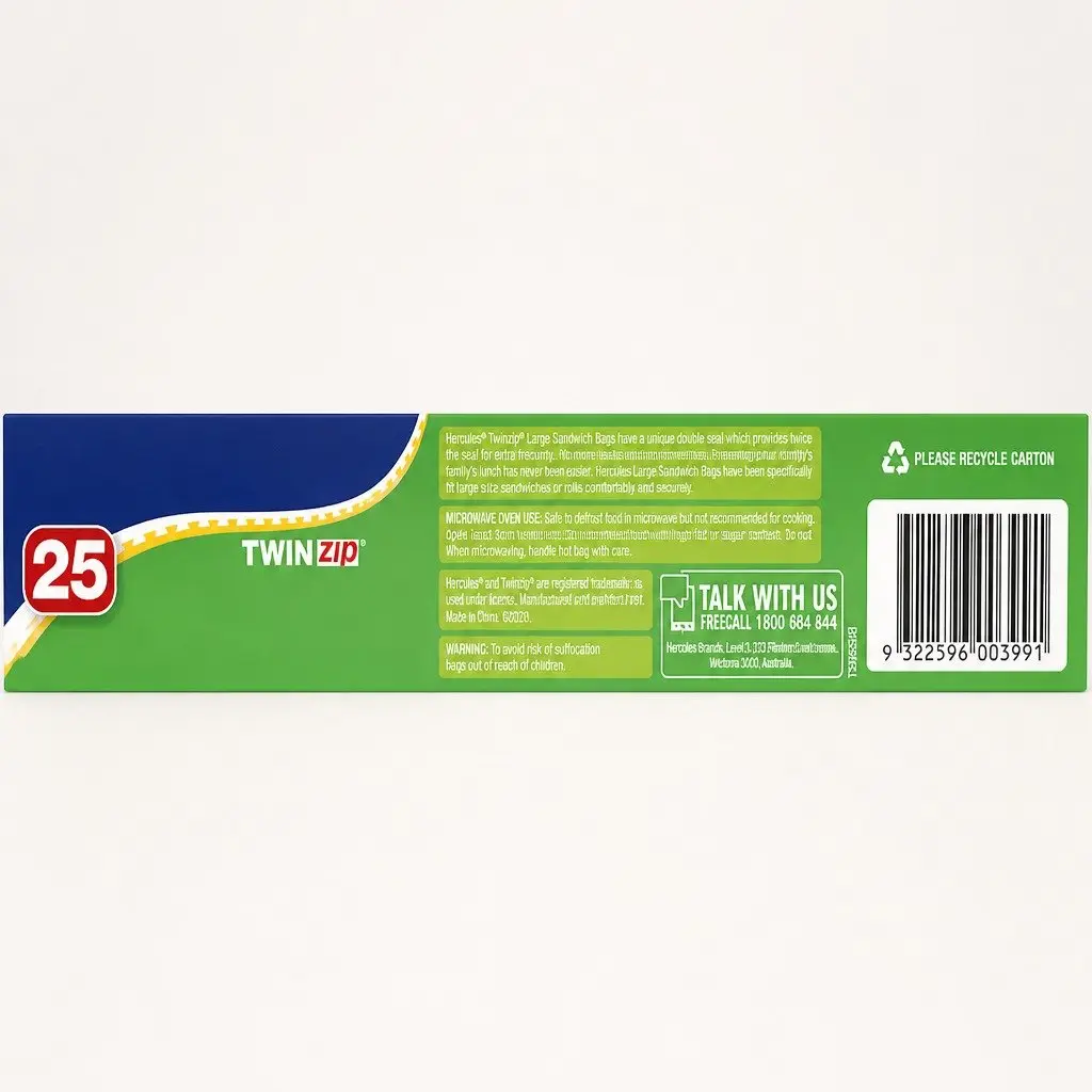 Large Resealable Sandwich Bags 25pk x3