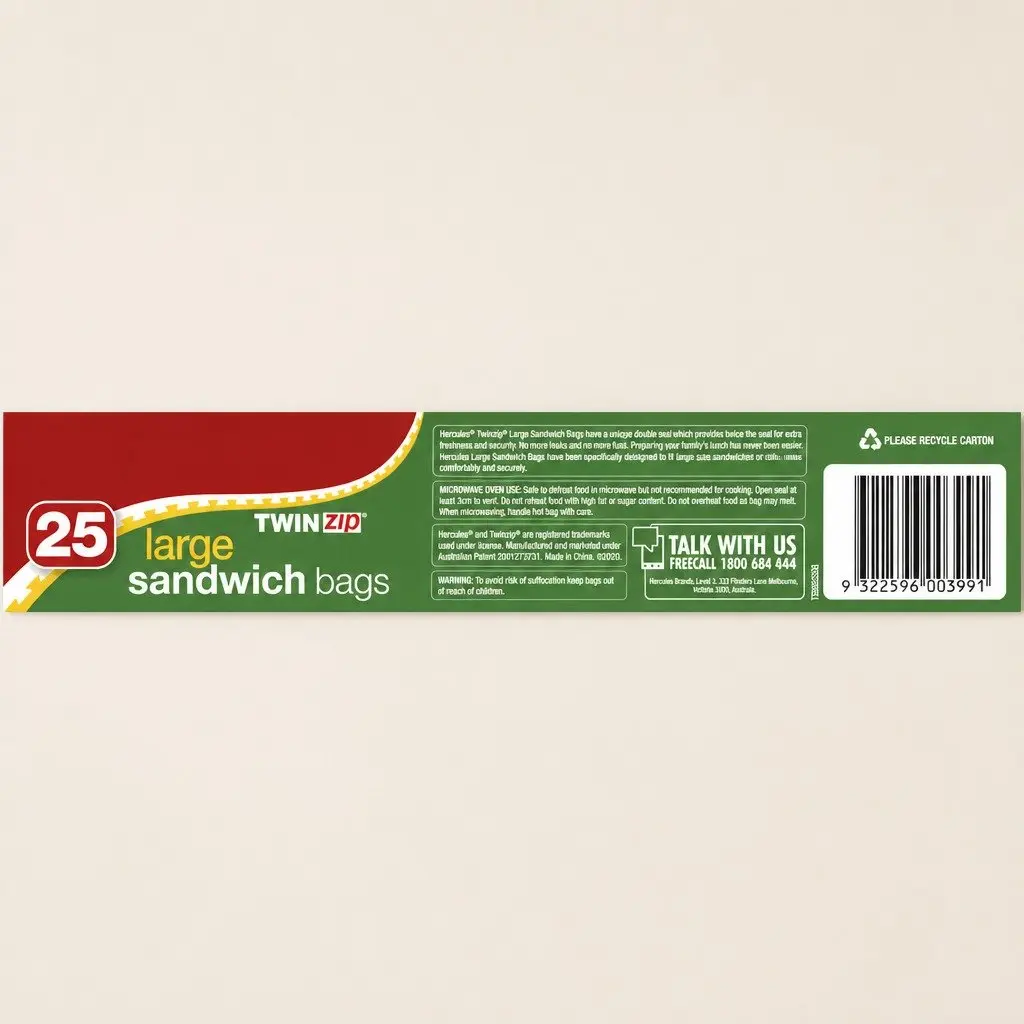Large Sandwich Bags Resealable Food Storage 25pk x4 Clear Design Fresh Keep