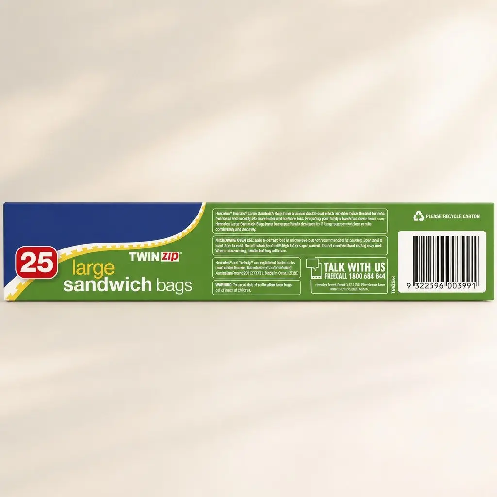 Large Resealable Sandwich Bags 25 Pack x5