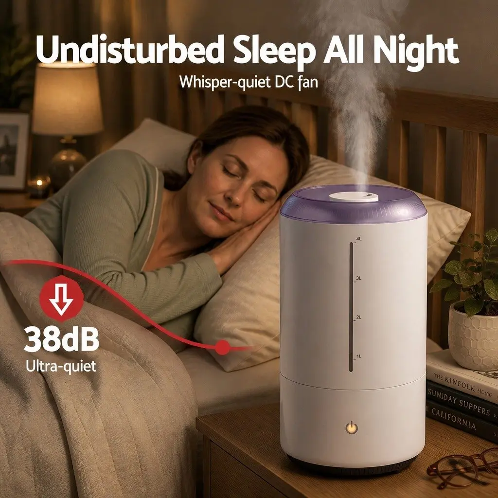 Ultrasonic Humidifier 4L Top Fill White Mist