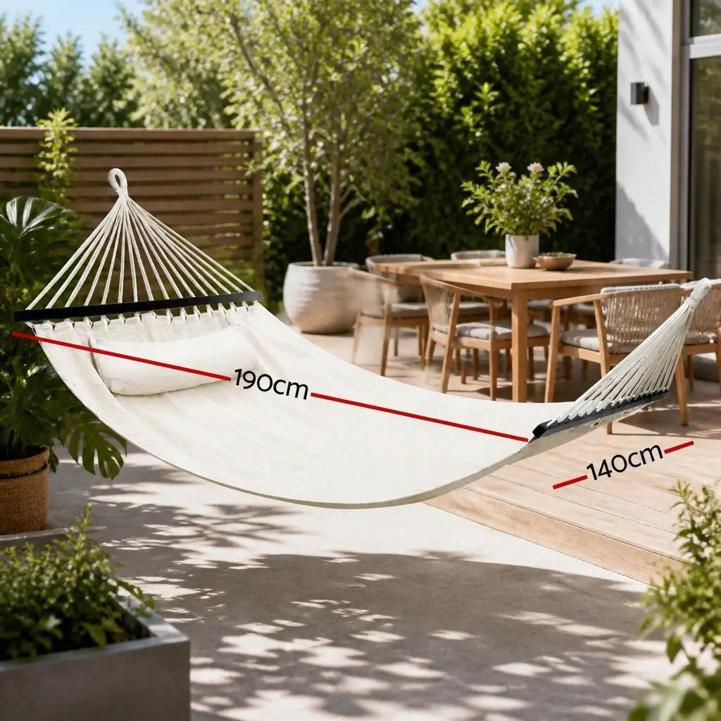 Hammock Bed Polyester Cotton 343cm x 140cm Cream