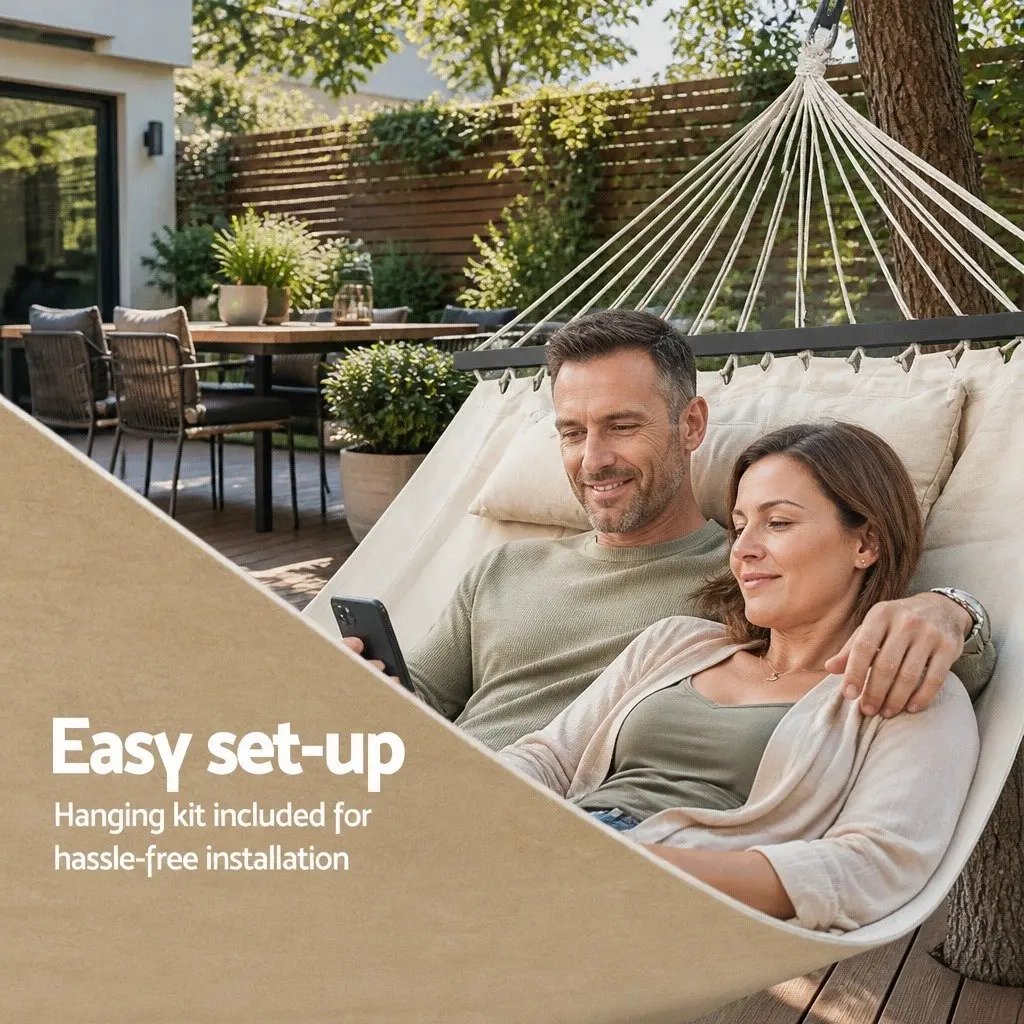 Hammock Bed Polyester Cotton 343cm x 140cm Cream