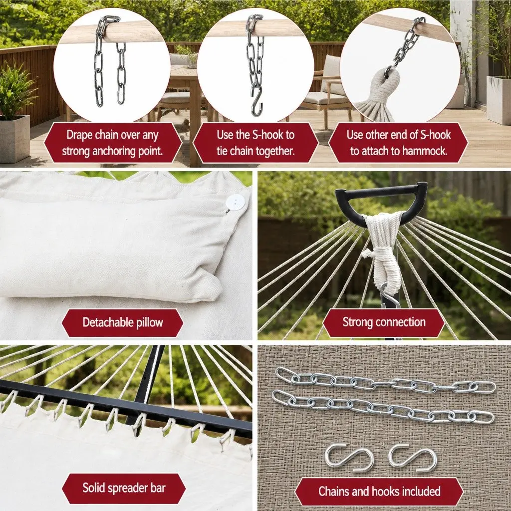 Hammock Bed Polyester Cotton 343cm x 140cm Cream