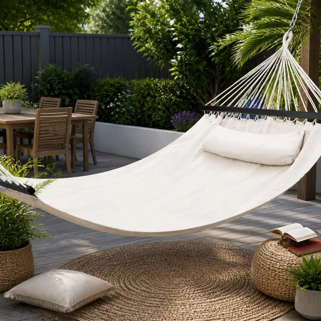 Hammock Bed Polyester Cotton 343cm x 140cm Cream