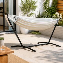 Hammock Bed with Stand Outdoor Lounge Chair Camping Cotton Single Adjustable
