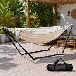 Durable Hammock Bed with Steel Stand for Relaxation