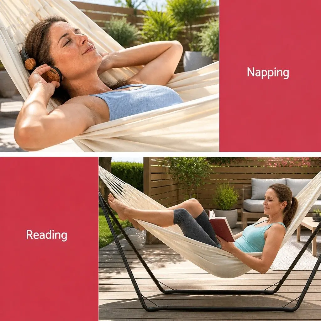 Hammock Bed with Steel Stand for Relaxation