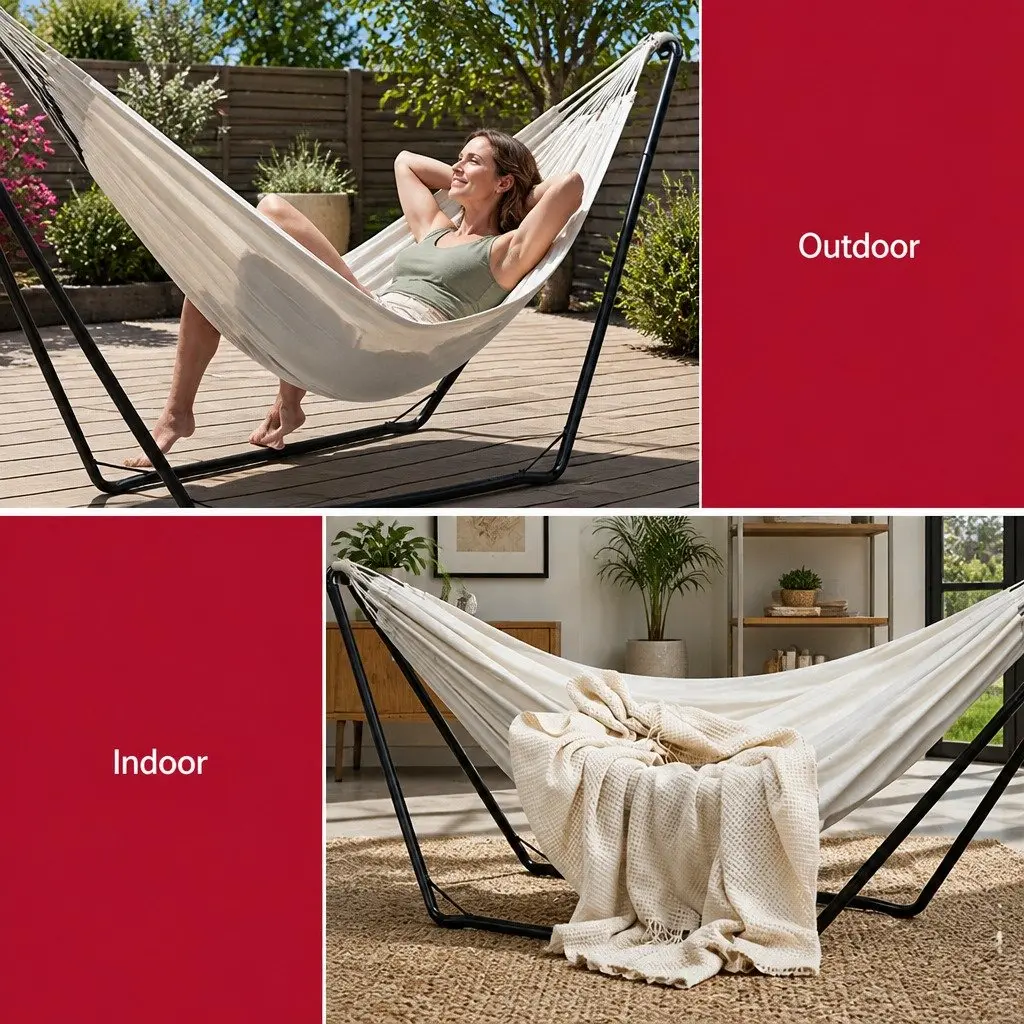 Hammock Bed with Steel Stand for Relaxation