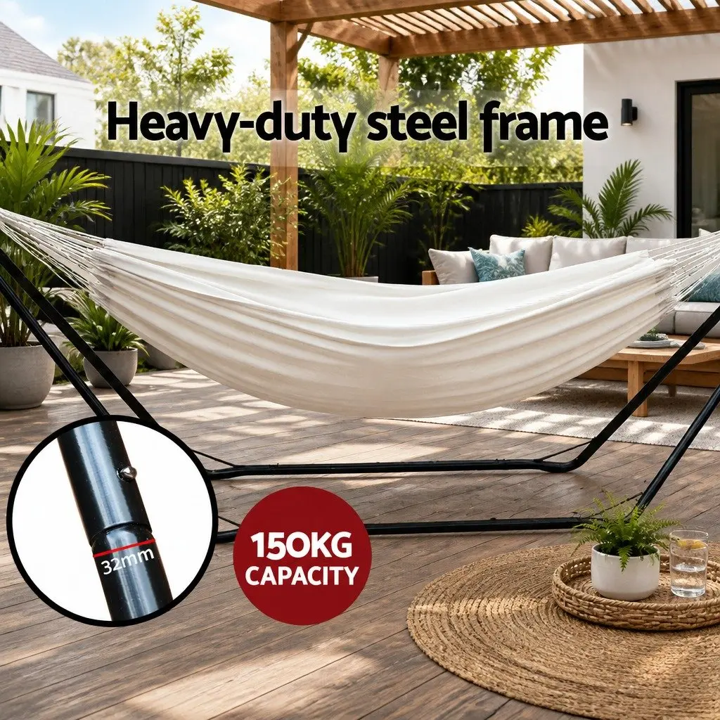 Hammock Bed with Steel Stand for Relaxation