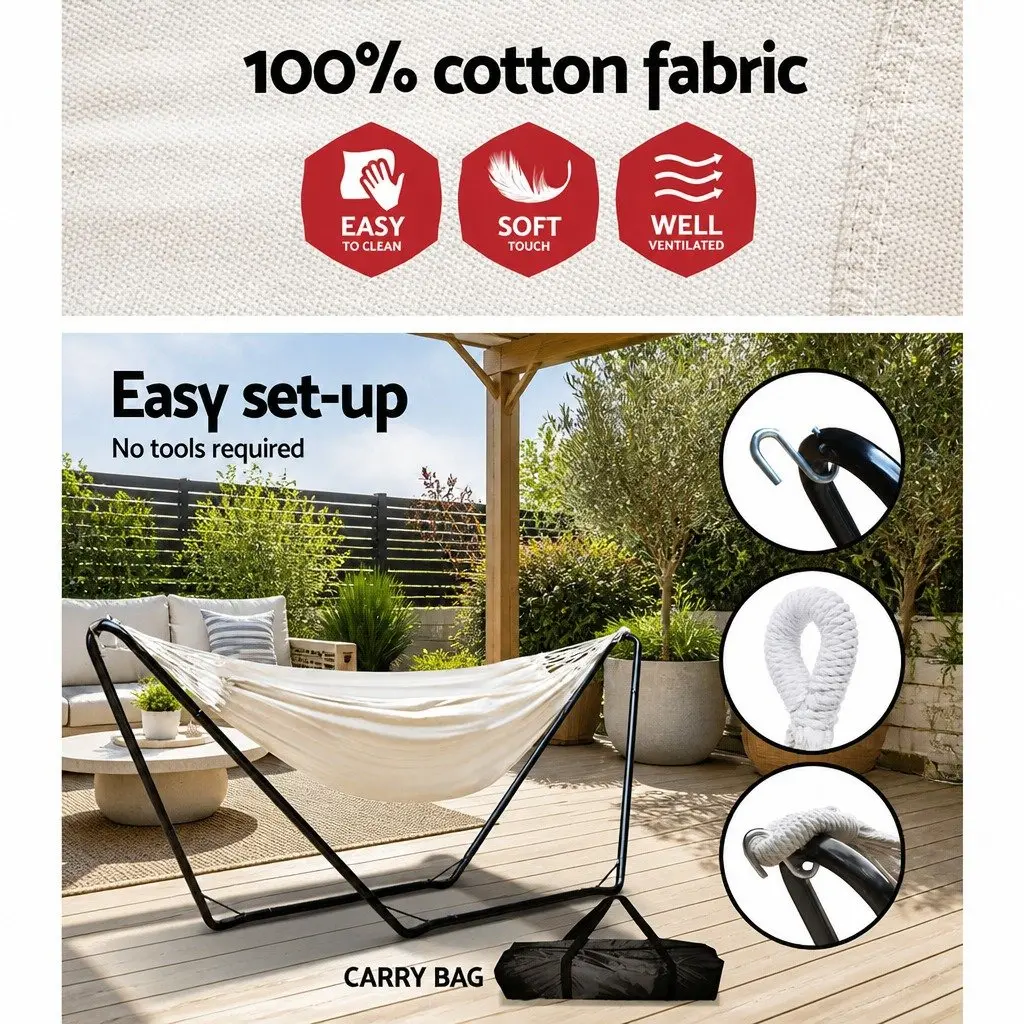 Hammock Bed with Steel Stand for Relaxation
