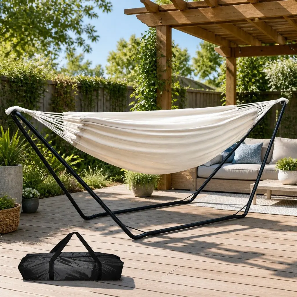 Hammock Bed with Steel Stand for Relaxation