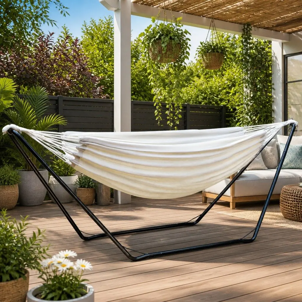 Hammock Bed with Steel Stand for Relaxation