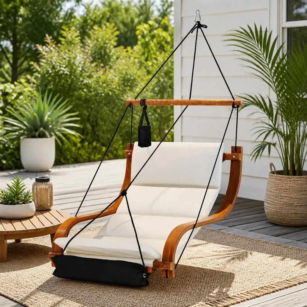 Wooden Hanging Hammock Chair for Indoor and Outdoor Use