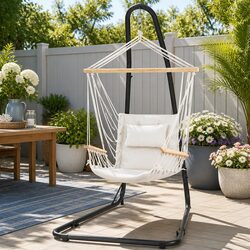 Hammock Chair with Steel A-Frame Stand Adjustable Height Indoor Outdoor