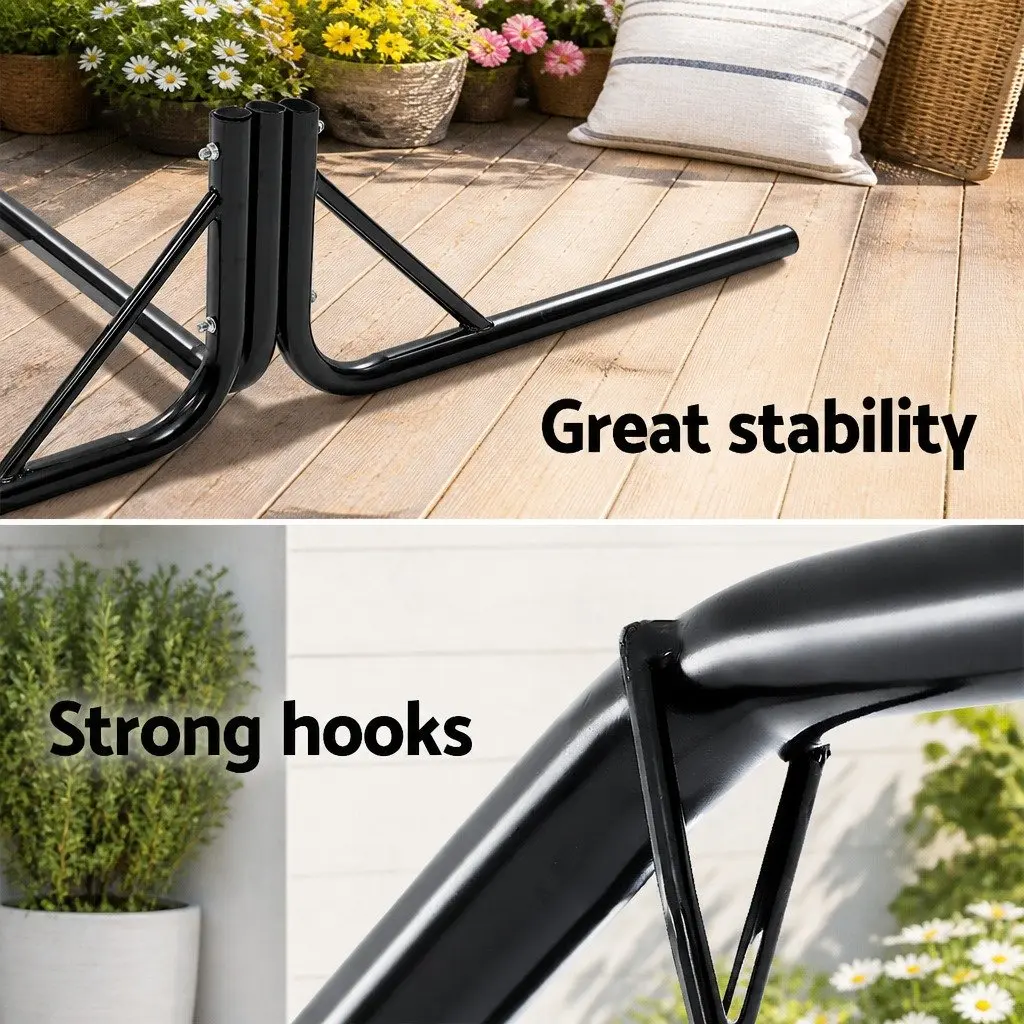 Hammock Chair Polyester Cotton Blend 100cm x 60cm Cream with Powder Coated Steel Stand 160cm x 140cm x 205cm